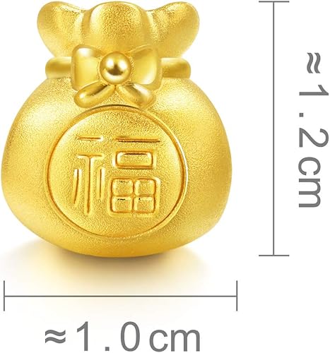 CHOW SANG SANG 999 24K Solid Gold Blessing Bracelet, Fortune Bag Charm Red Bracelet for Women 89197C